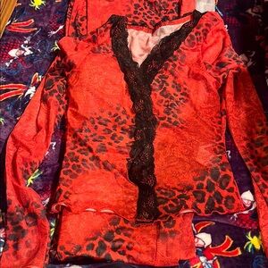 Red and Black Lace Top SETT